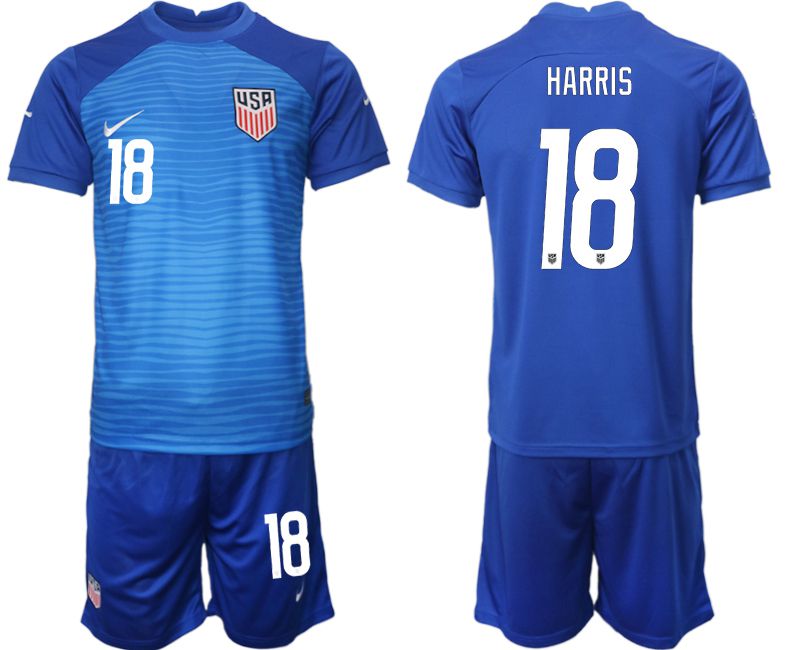 Men 2022 World Cup National Team United States away blue #18 Soccer Jersey
